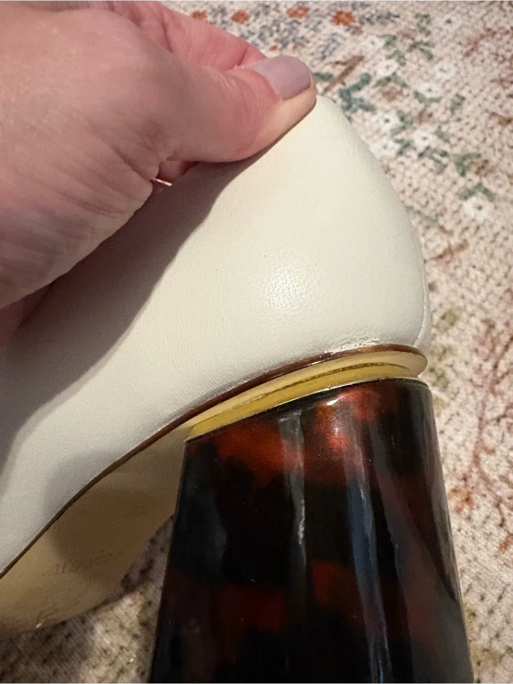 J.CREW Womens Leather Square Toe Casual Heels Pumps Size 8 White Tortoise Shell